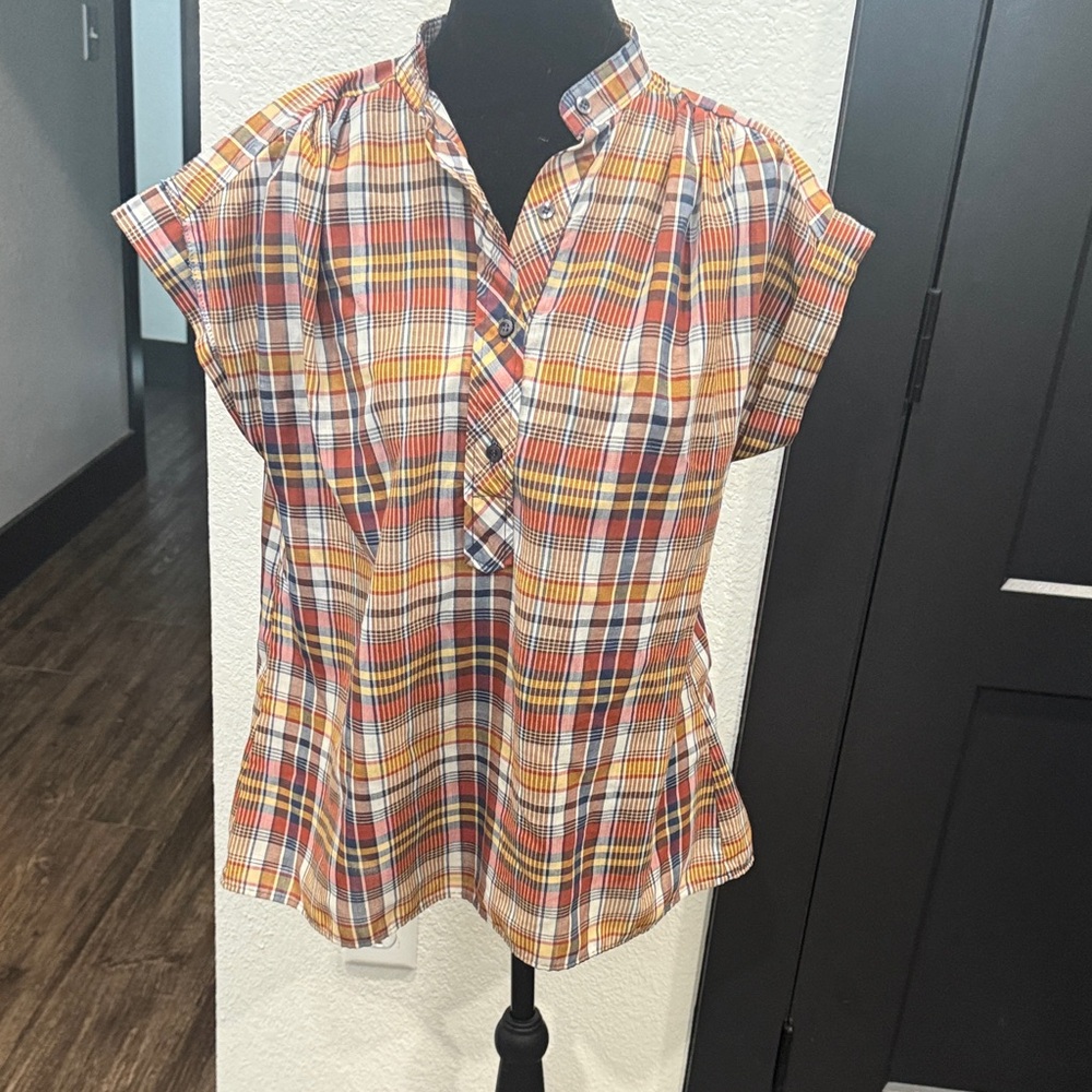 Wrangler Plaid Short Sleeve Blouse Size Medium